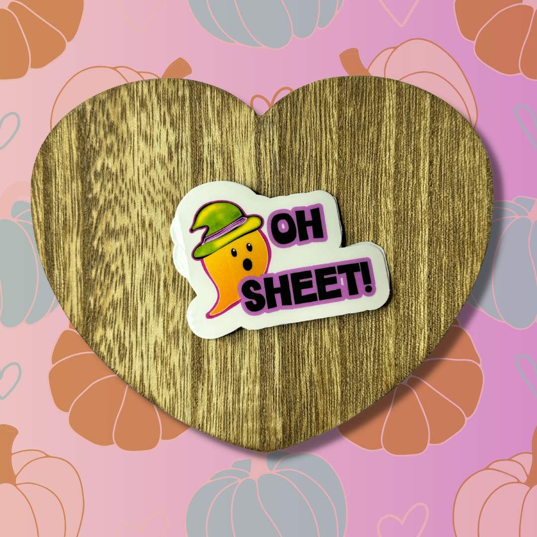 A surprised ghost saying "Oh Sheet"!