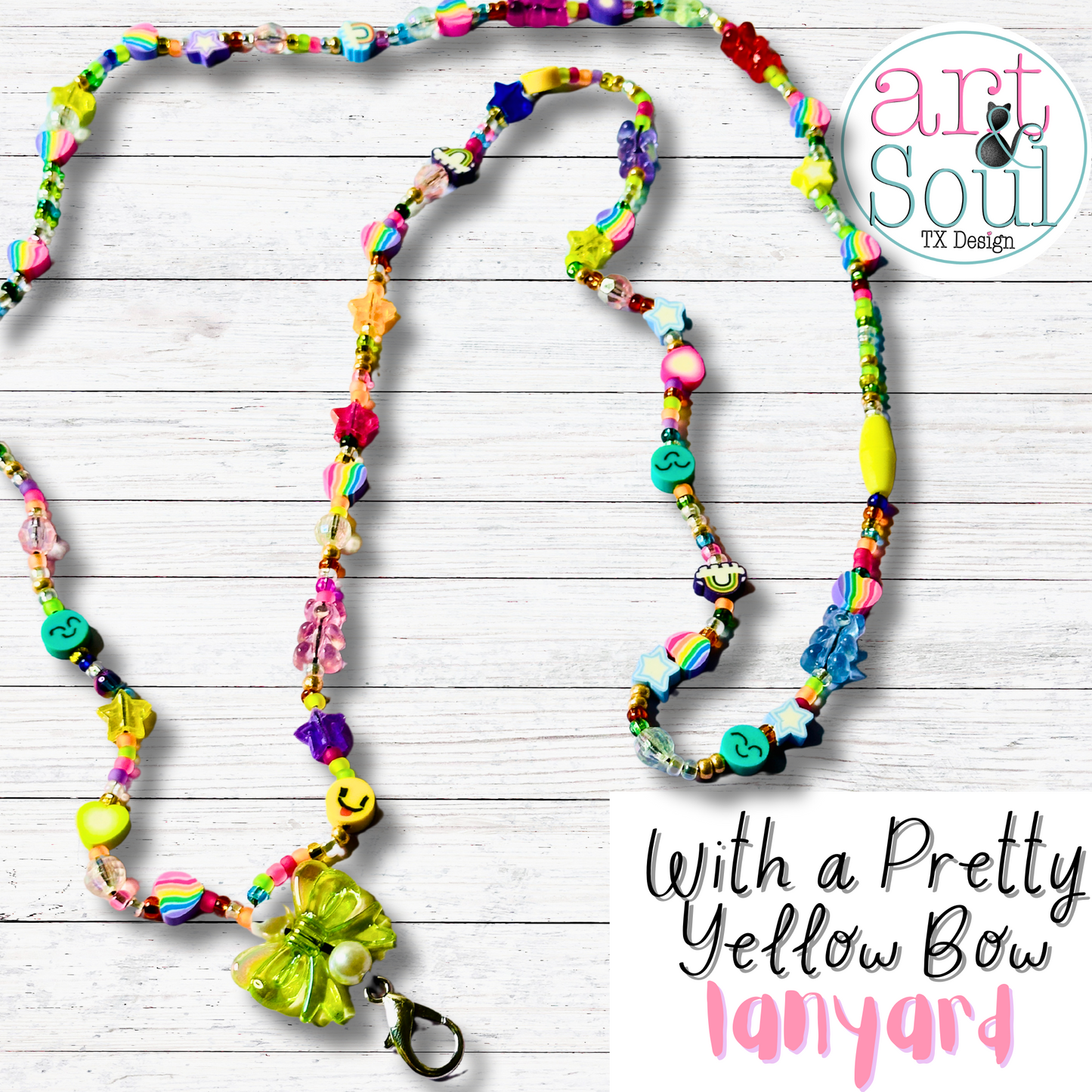 With a Pretty Yellow Bow Lanyard