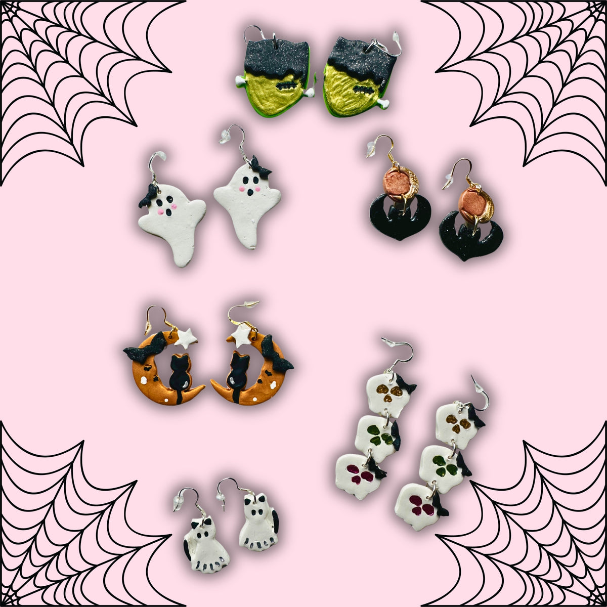 Cat and Moon Earrings