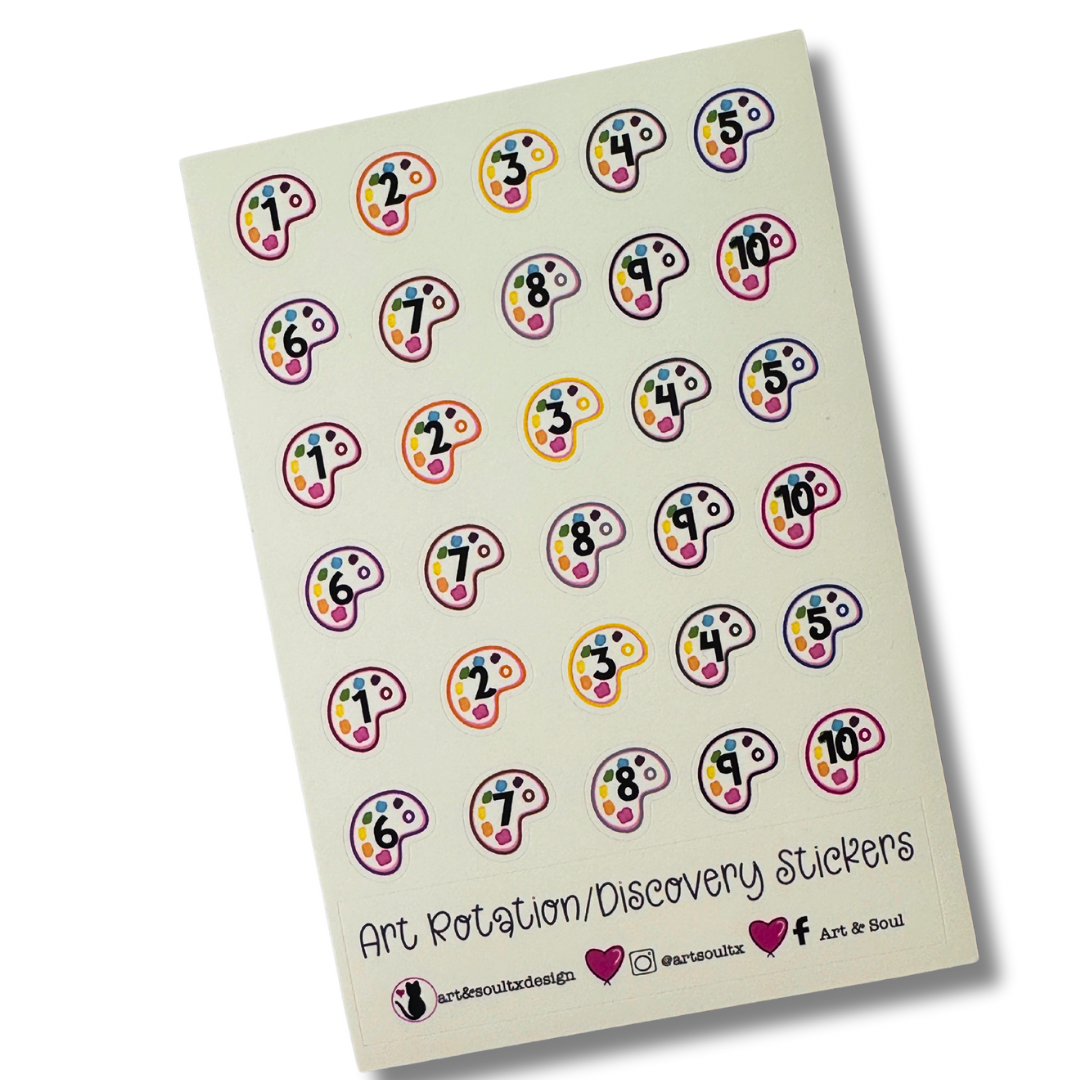A ten day rotation schedule planner sticker sheet. Each sheet has 3 complete rotation days, for 30 total stickers.