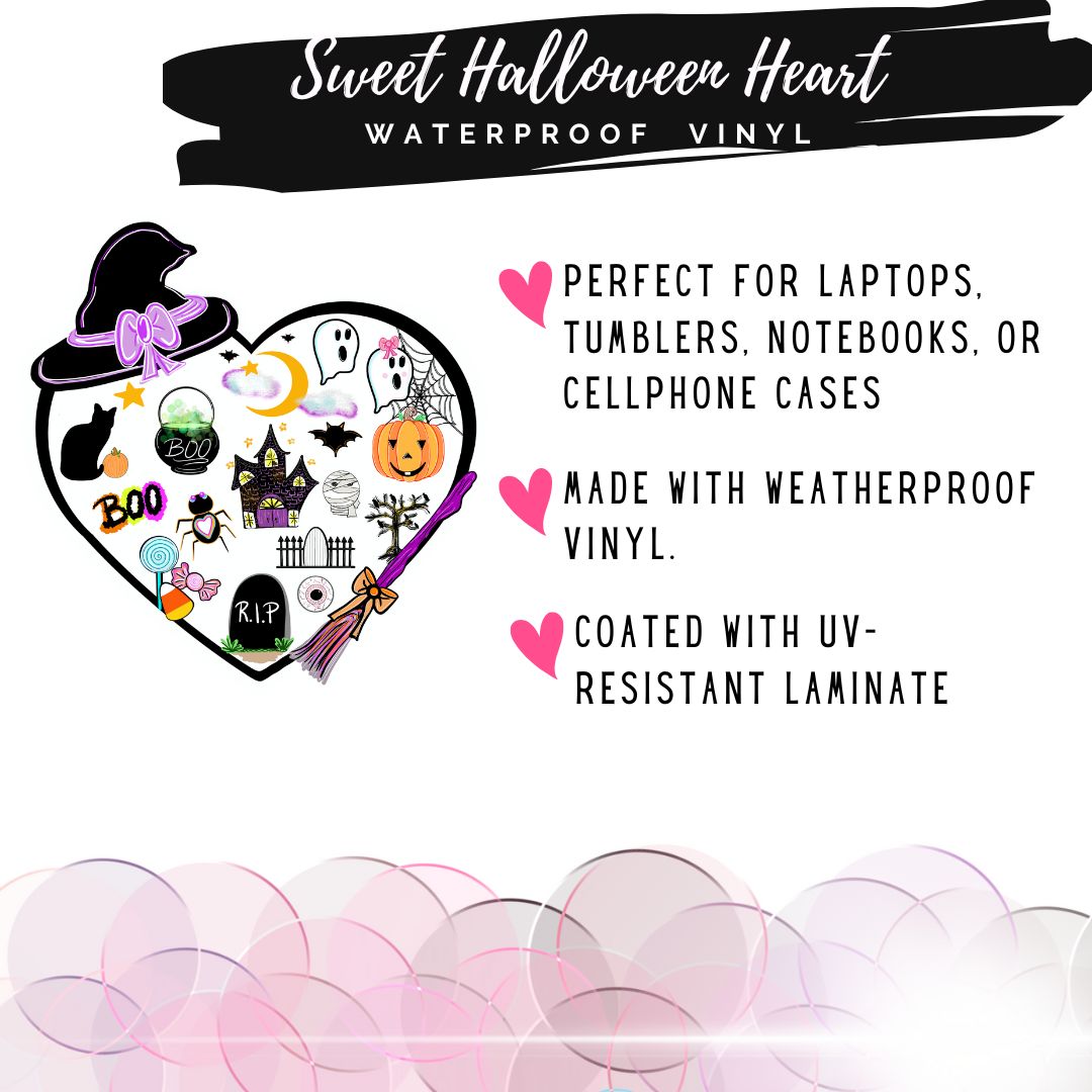 Cute and Sweet Halloween Heart sticker product details.