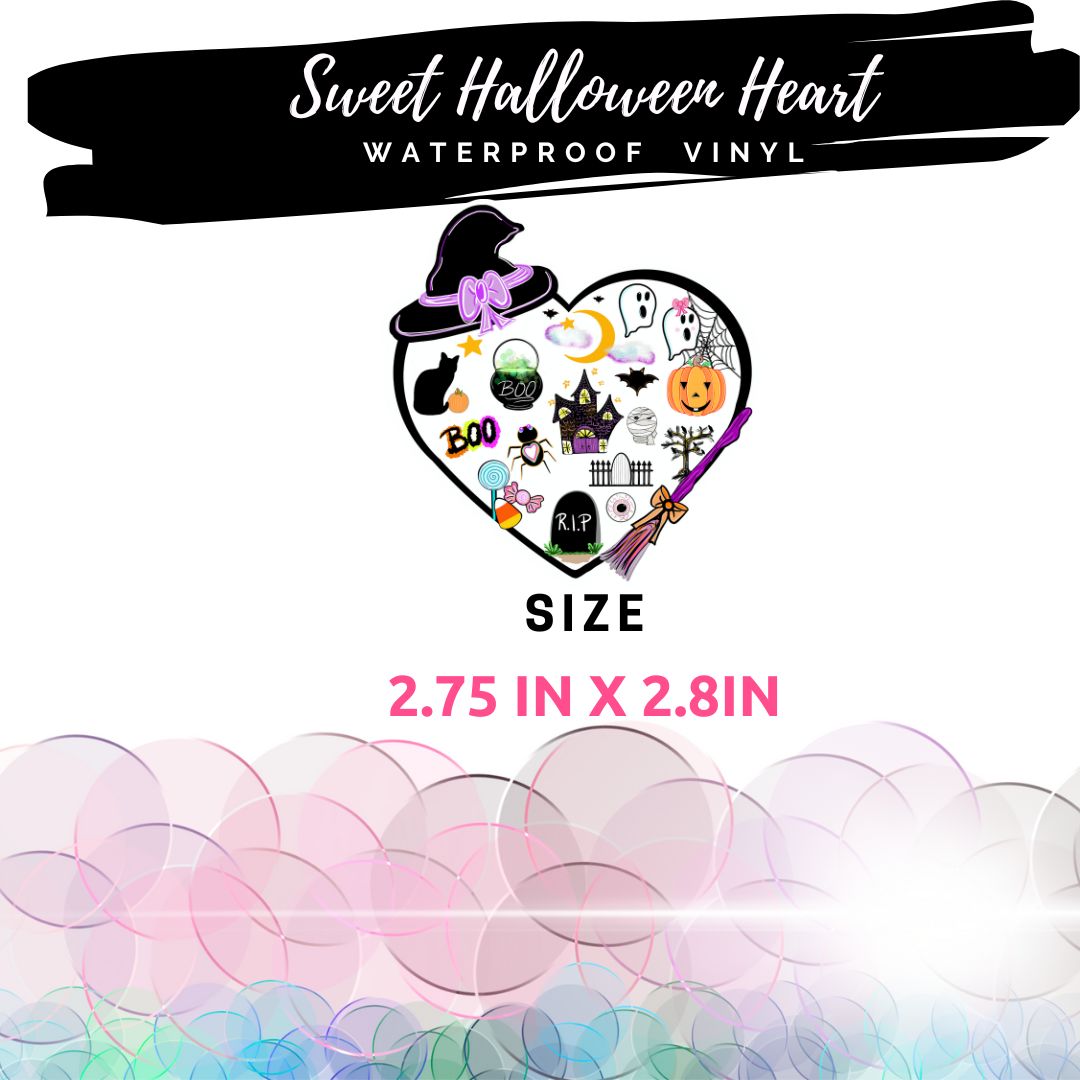 Cute and Sweet Halloween Heart Sticker size dimensions.
