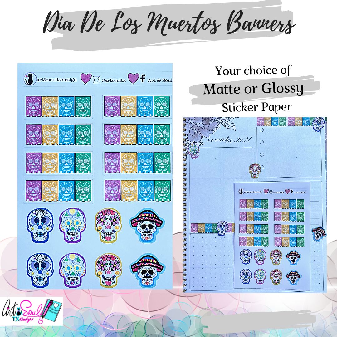Dia De Los Muertos Sugar Skulls & Border Planner Stickers