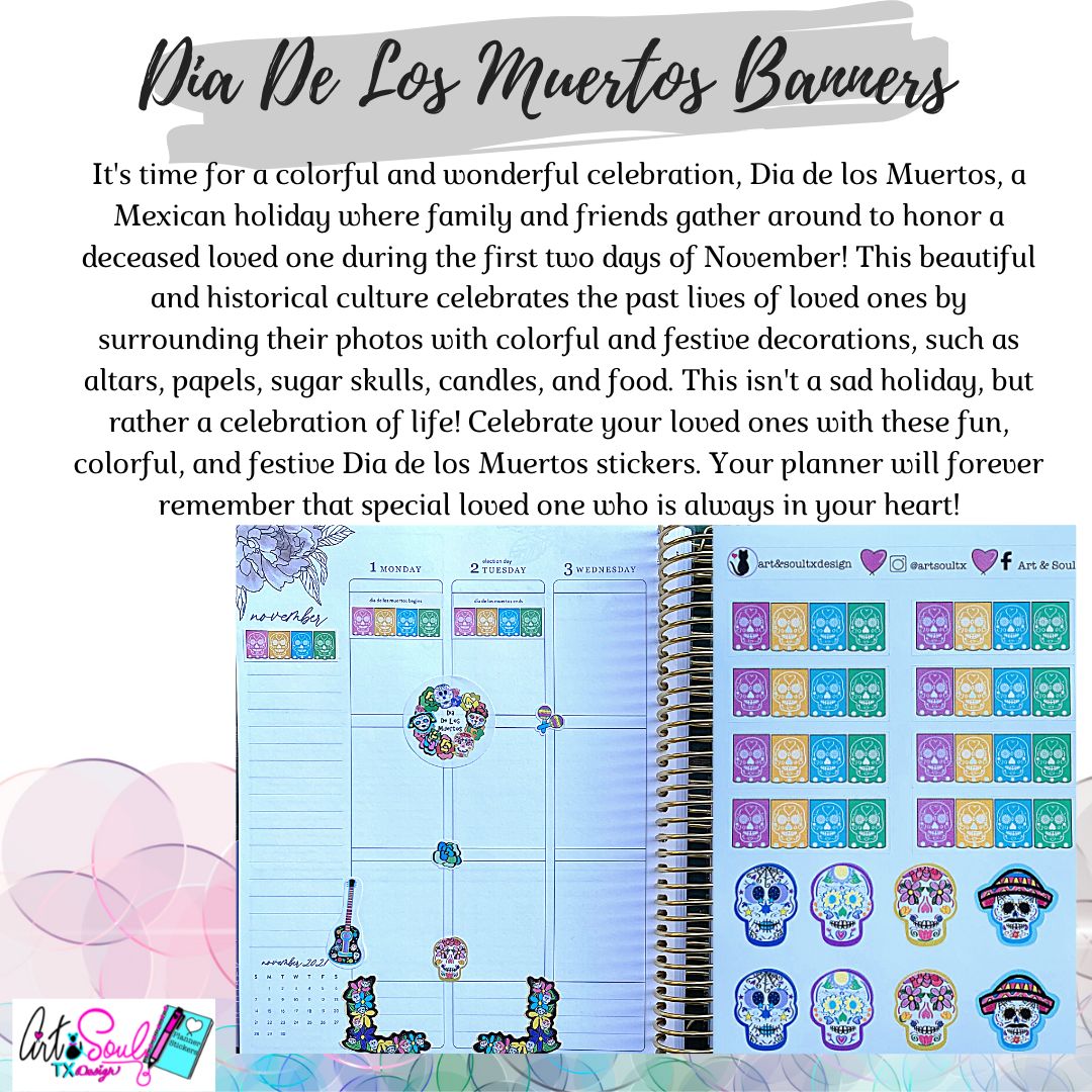 Dia De Los Muertos Sugar Skulls & Border Planner Stickers