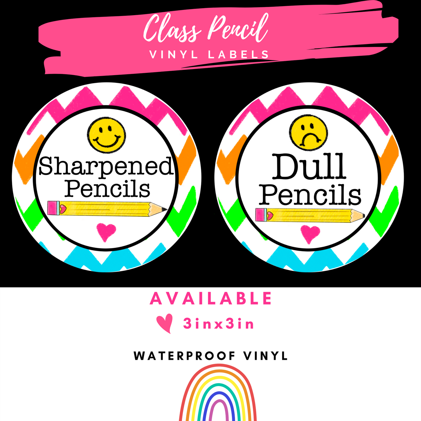 Emphasizes the happy face design and classroom organization purpose.