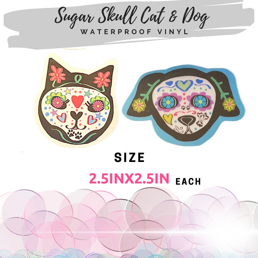 Sugar Skull Cat/Dog Vinyl Waterproof Sticker