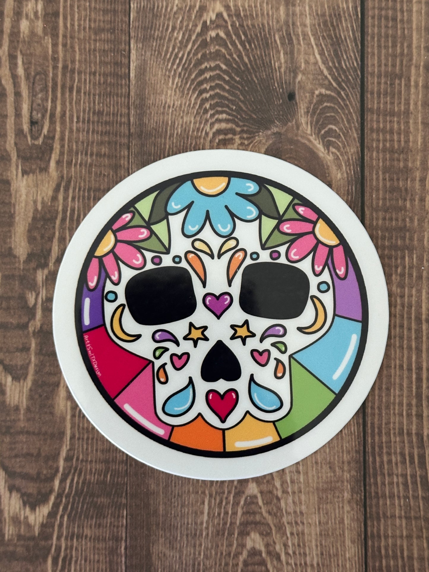 Sugar Skull Stainglass Sticker