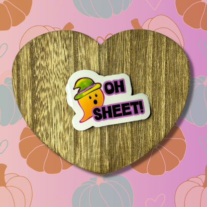 A surprised ghost saying "Oh Sheet"!