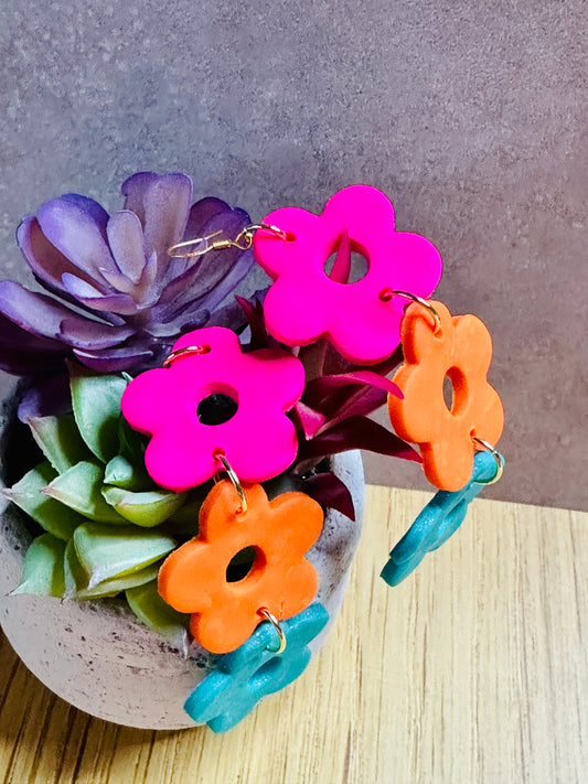 Retro Spurs Floral Earrings