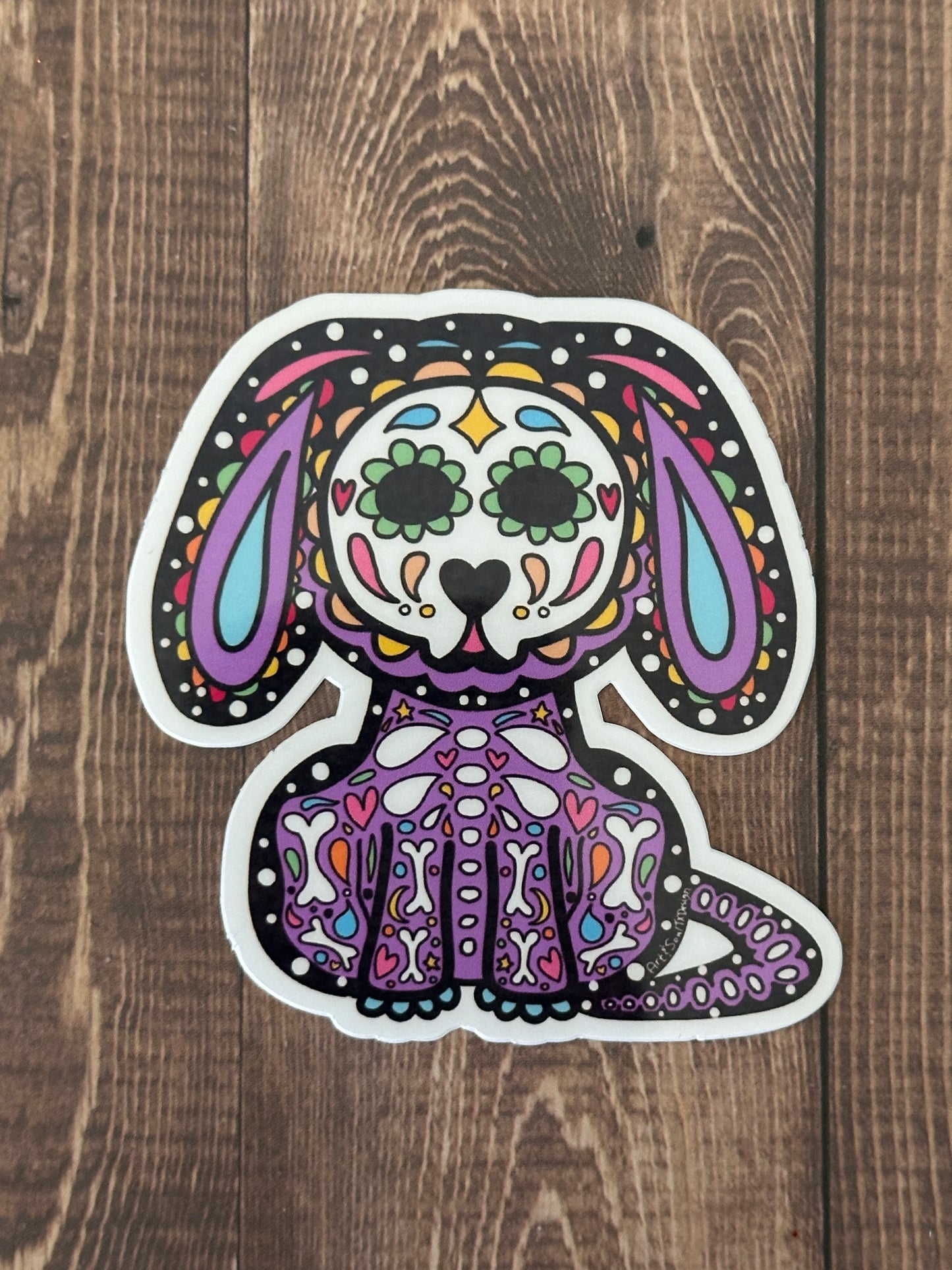 Cute Dog Sugar Skull Sticker