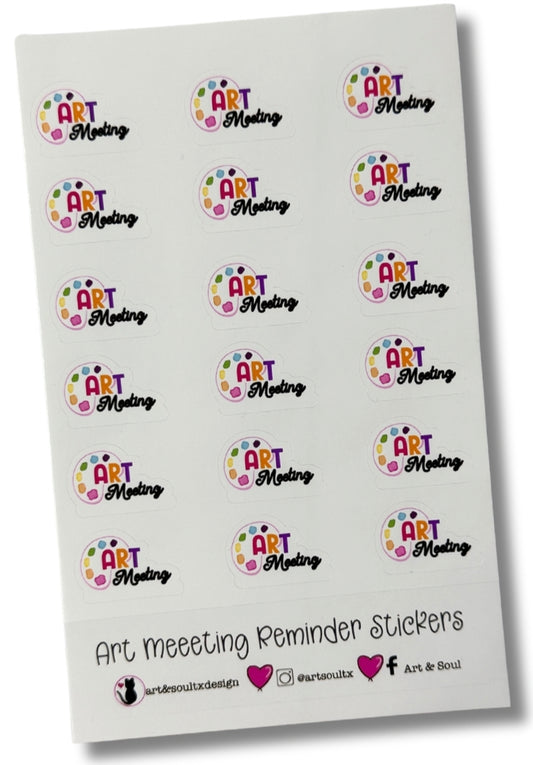 Art teacher meeting planner stickers featuring colorful ART text with paint palette design - perfect teacher planning stickers for educators and Art teachers.