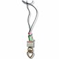 Nylon string necklace with a green character charm on a white background.