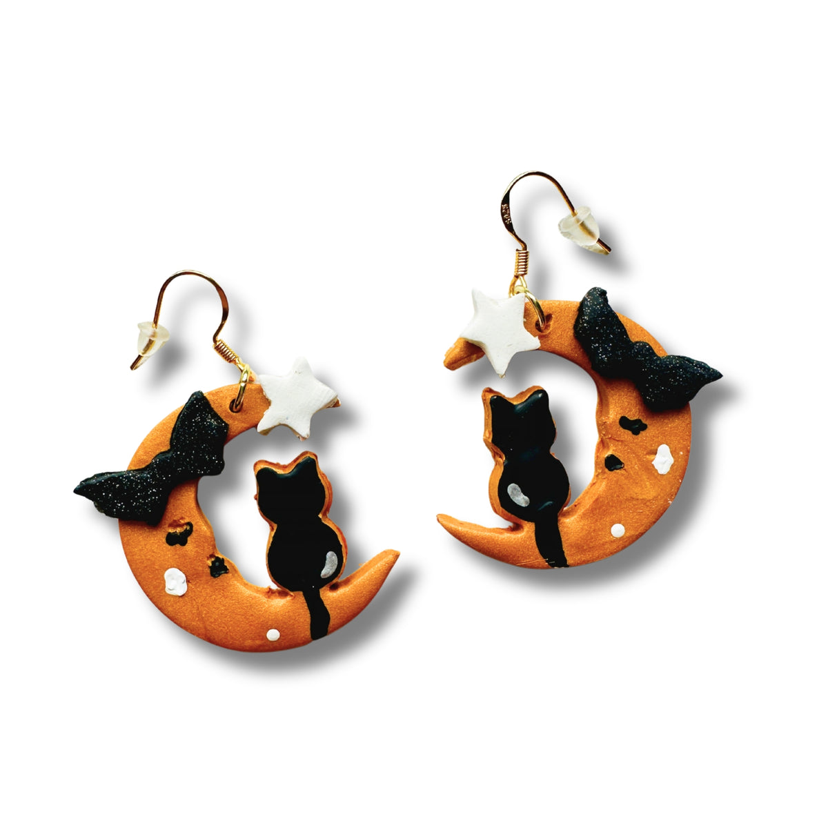 Cat and Moon Earrings