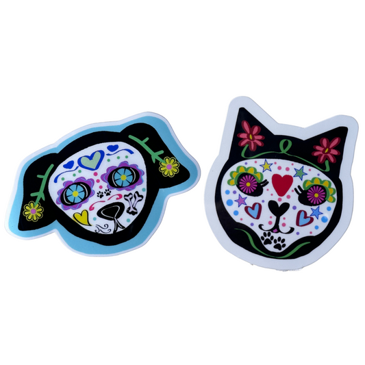 Sugar Skull Cat/Dog Vinyl Waterproof Sticker