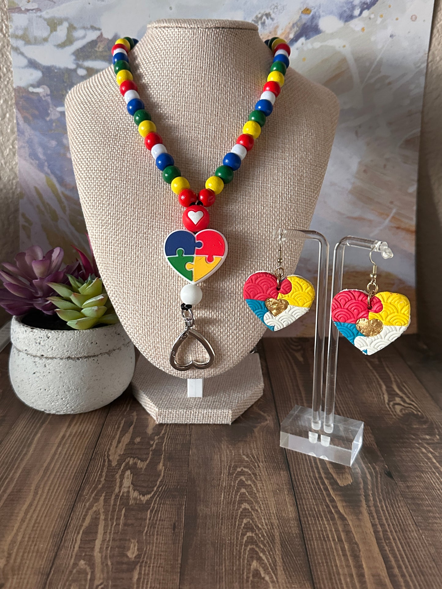 Puzzle Heart Lanyard