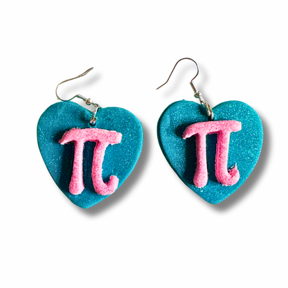Mathematical Pi Heart Earrings