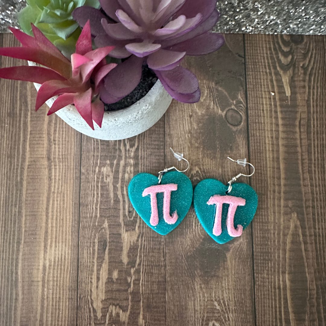 Mathematical Pi Heart Earrings