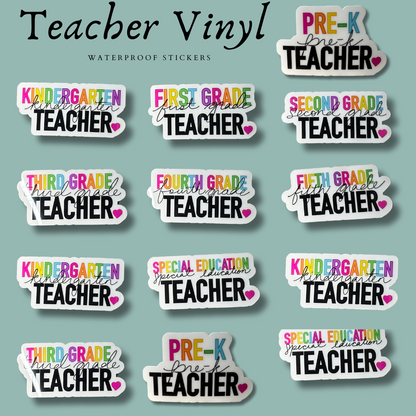 All of our Grade Level stickers for Elementary school teachers.  Grade levels include Pre-K through Fifth Grade and Special Education.