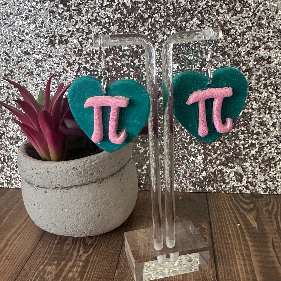 Mathematical Pi Heart Earrings