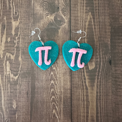 Mathematical Pi Heart Earrings