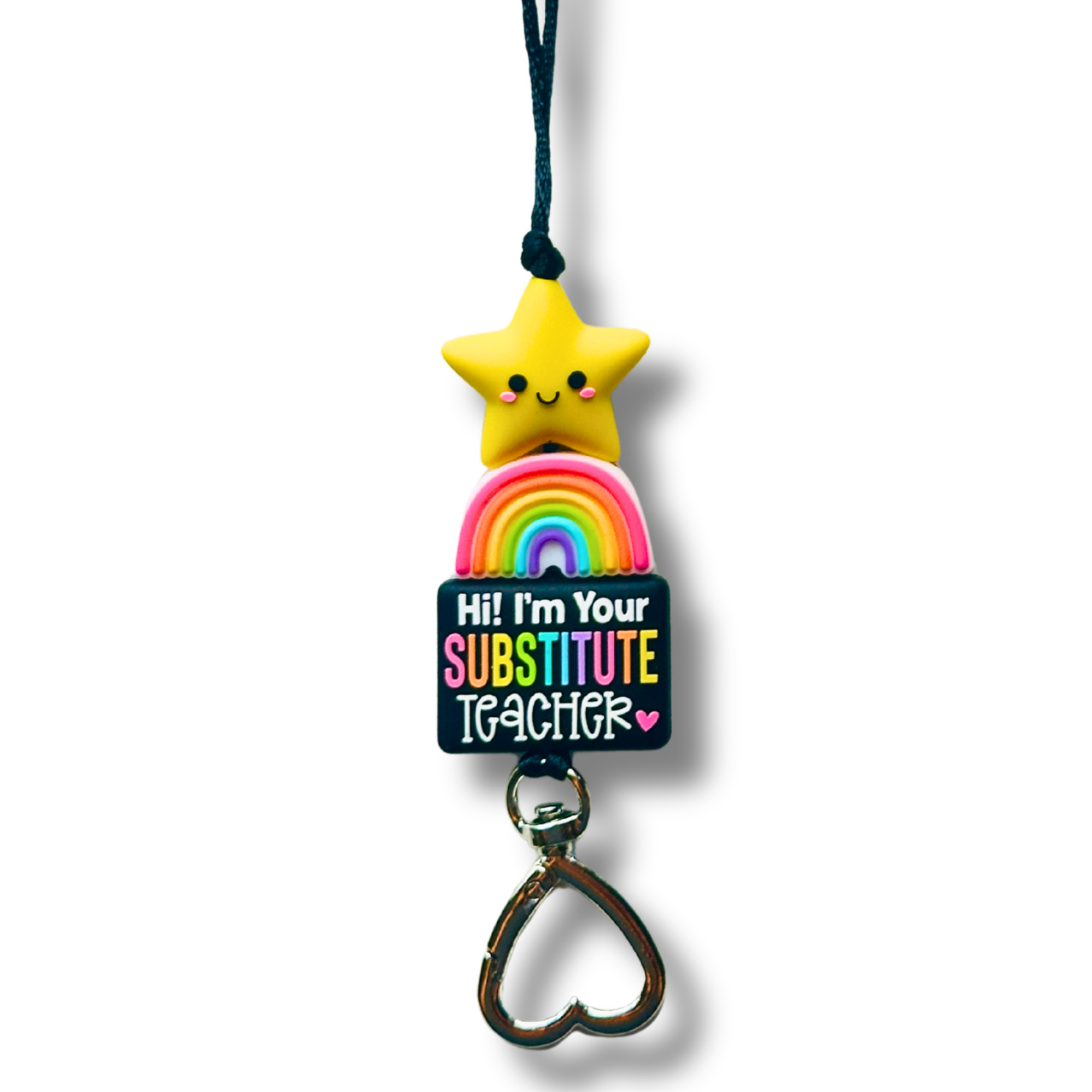 Substitute teacher lanyard on a transparent background.