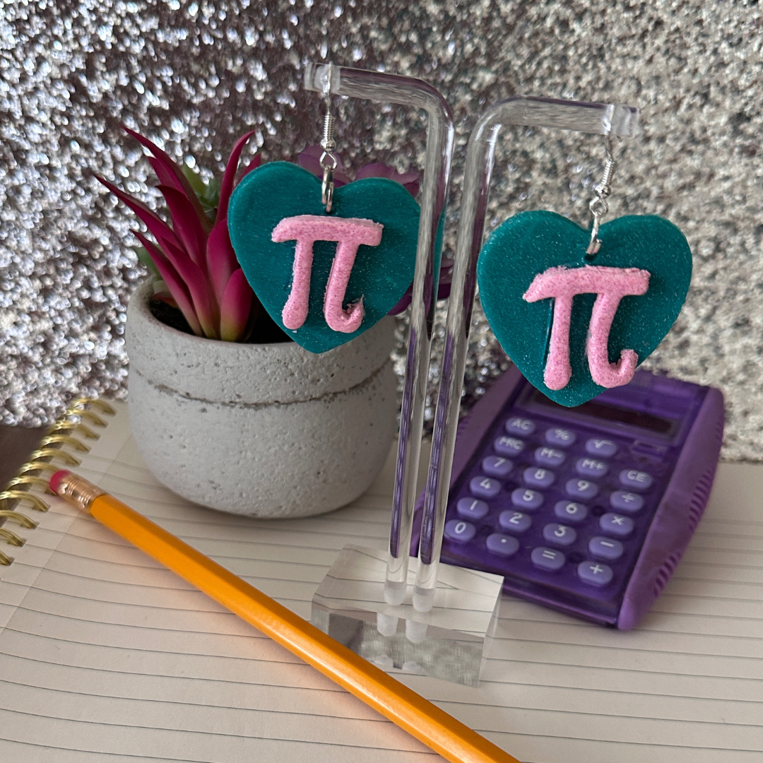 Mathematical Pi Heart Earrings