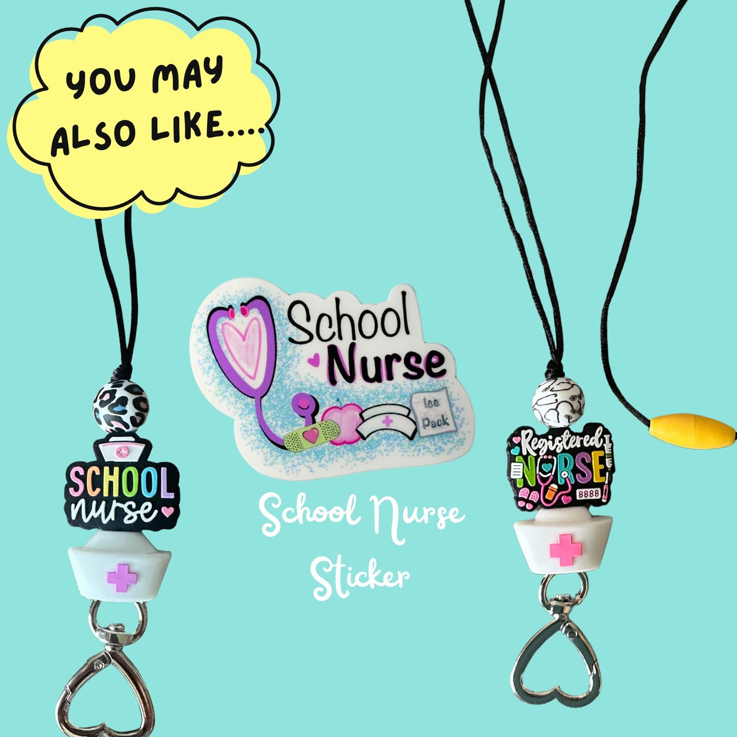 You may also like: school nurse lanyard, school nurse sticker, and registered nurse lanyard by Art & Soul TX Design