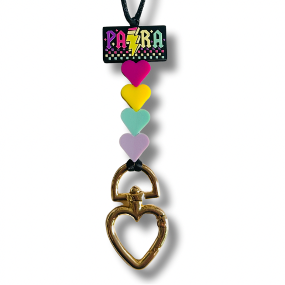 Para professional beaded lanyard close-up showing colorful PARA silicone beads and heart-shaped breakaway clasp