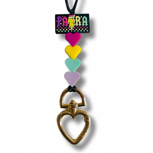 Para professional beaded lanyard close-up showing colorful PARA silicone beads and heart-shaped breakaway clasp