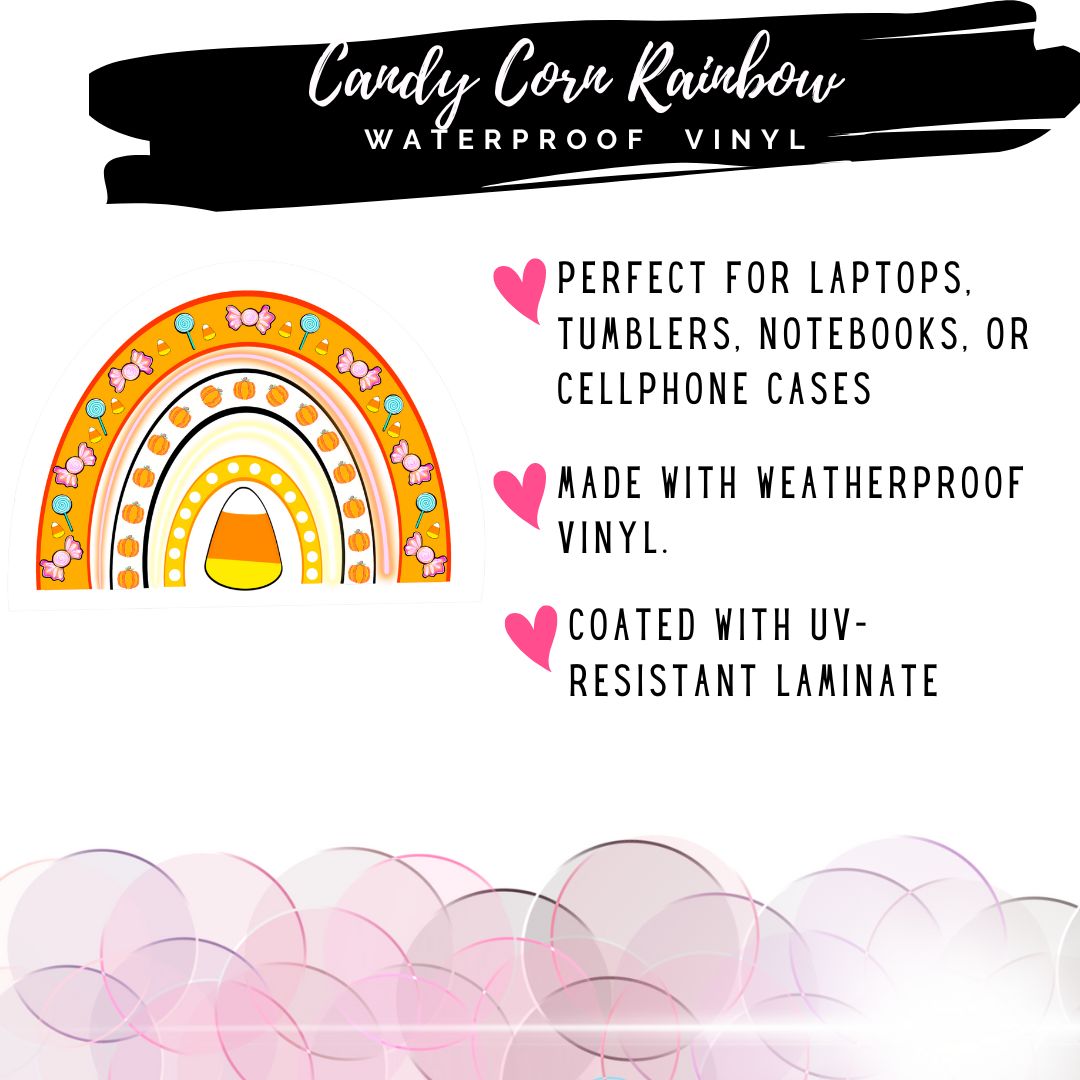 Candy Corn Rainbow waterproof sticker product details.