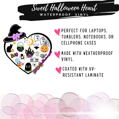 Cute and Sweet Halloween Heart sticker product details.