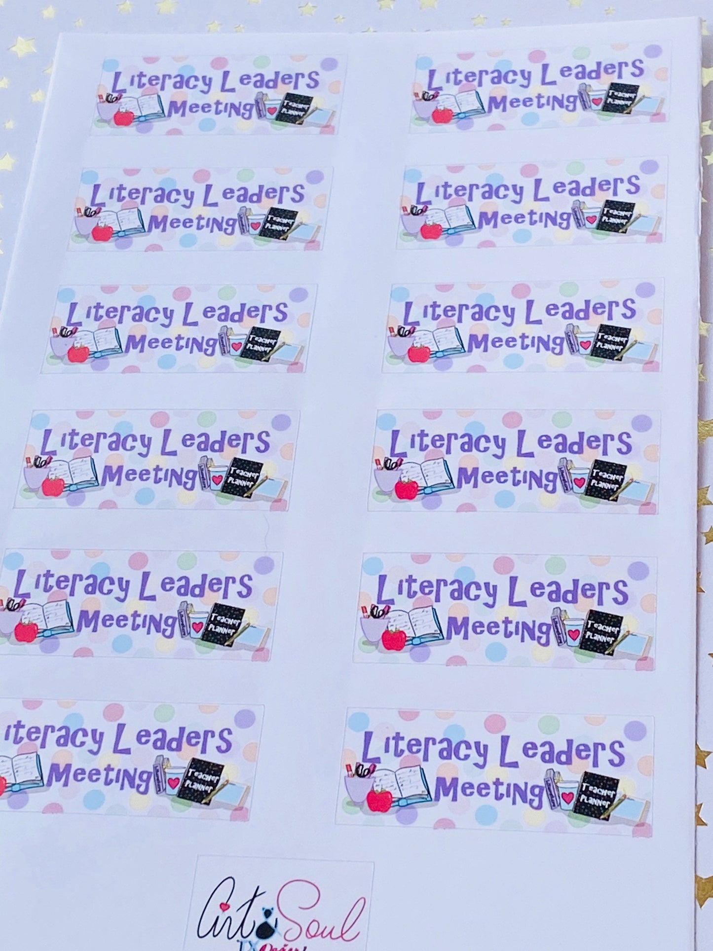 Literacy Leaders Meeting teacher planner stickers zoomed v.atte vinyl finish