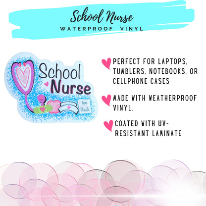 School nurse sticker details.