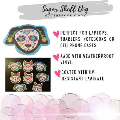 Sugar Skull Cat/Dog Vinyl Waterproof Sticker