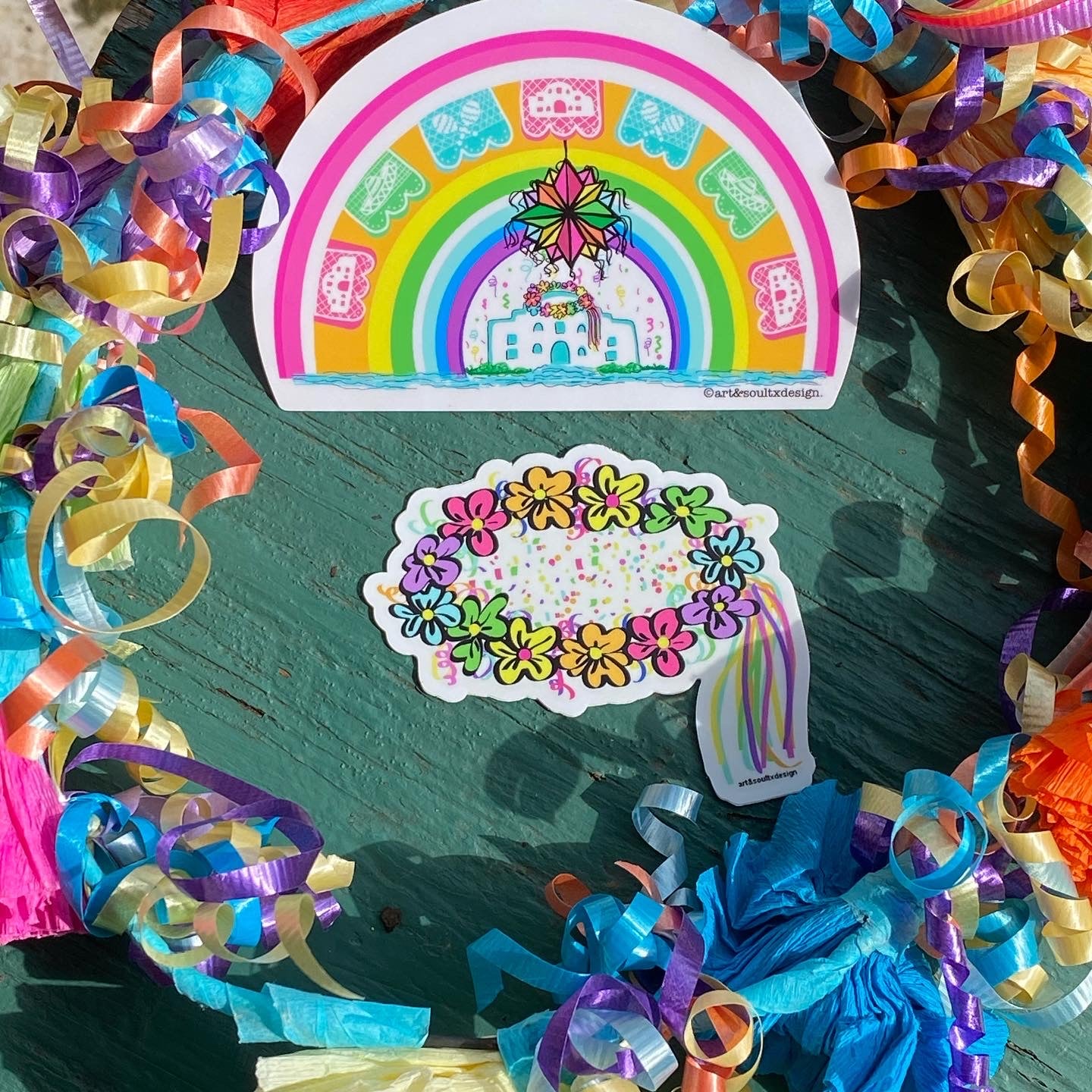 San Antonio Fiesta Rainbow Sticker