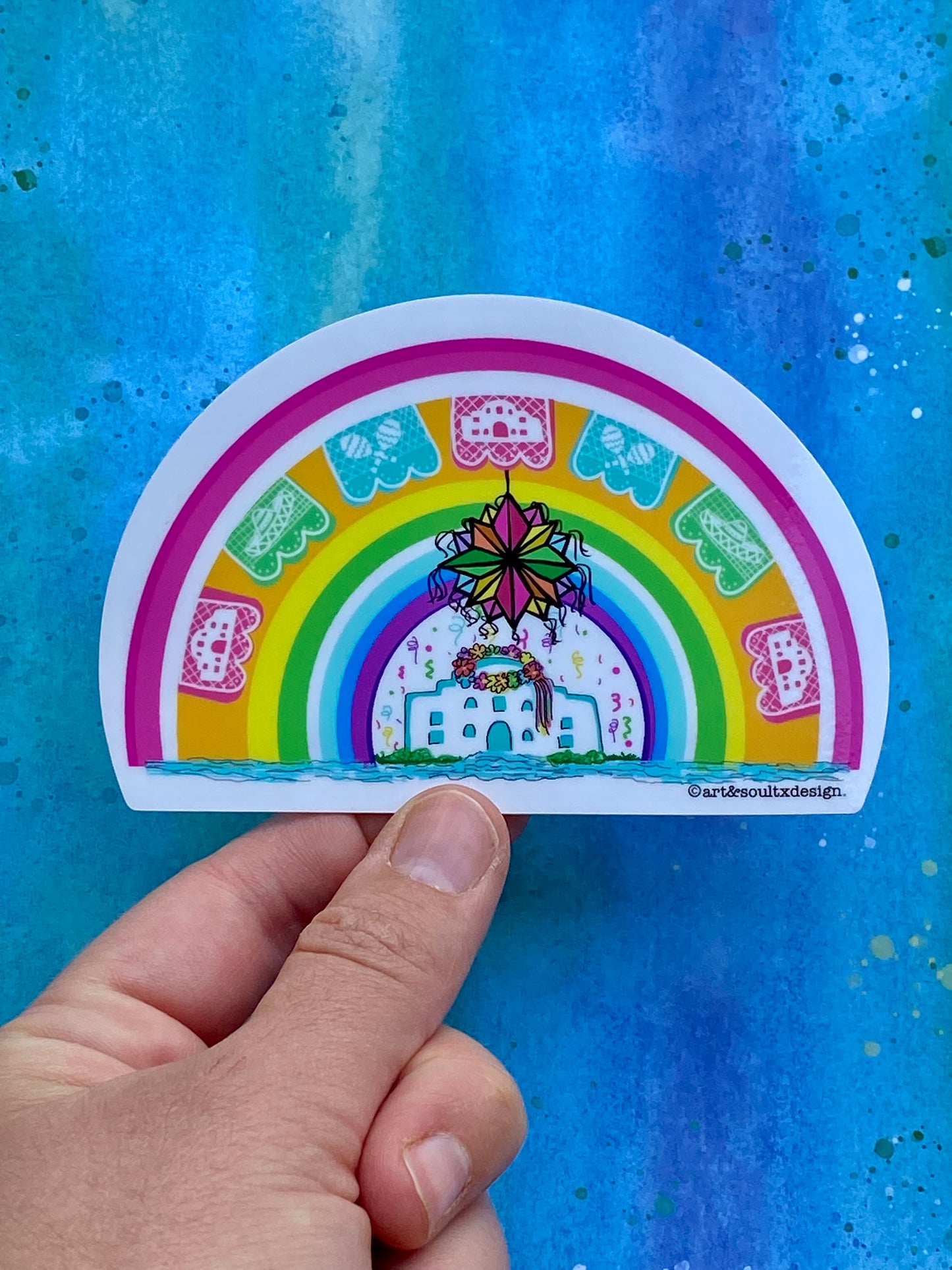 San Antonio Fiesta Rainbow Sticker